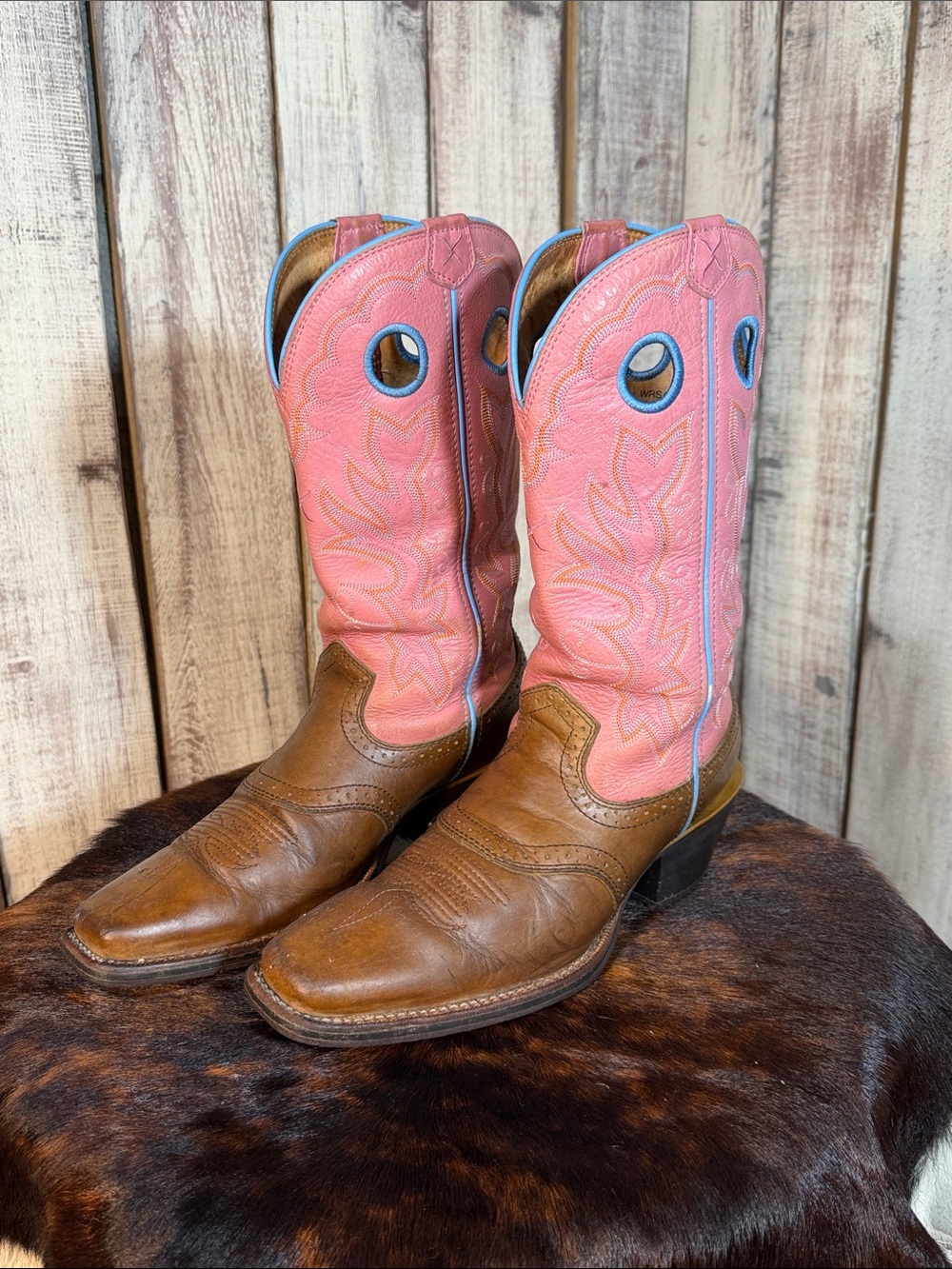 Twisted X Brown Leather Women’s Cowboy Boots with Pink Shaft